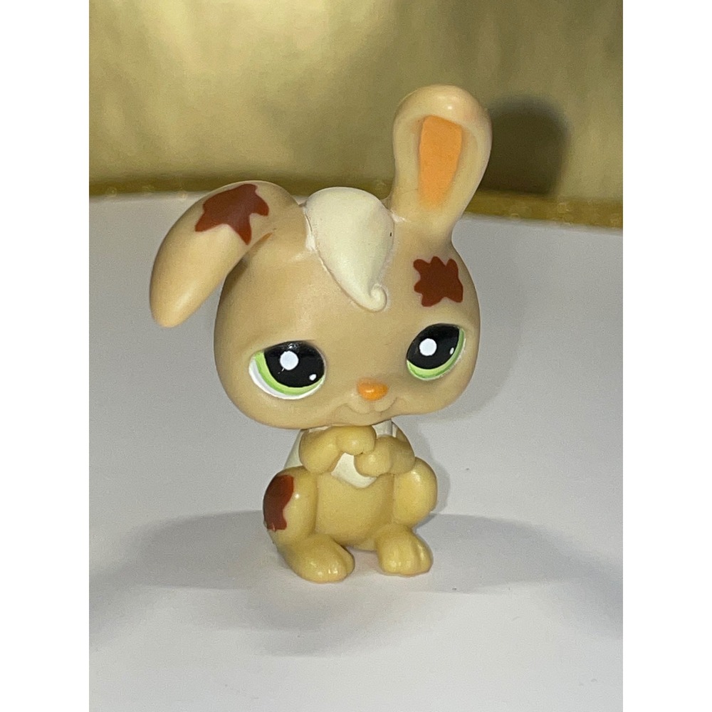 Littlest Pet Shop LPS‎ Tan Brown Messiest Bunny Rabbit Green Eyes Hasbro